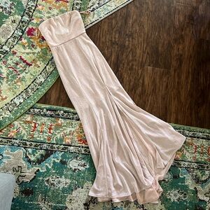 SELFIE LESLIE THERESA STRAPLESS THIGH SPLIT MAXI DRESS CHAMPAGNE